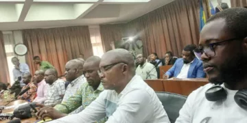 AU COURS D&rsquo;UN POINT DE PRESSE TENU AU SIÈGE DE LA DGILes médias partenaires et non partenaires de la DGI associés à la mobilisation des contribuables assujettis au paiement de l&rsquo;IBP du 30 Avril 2024